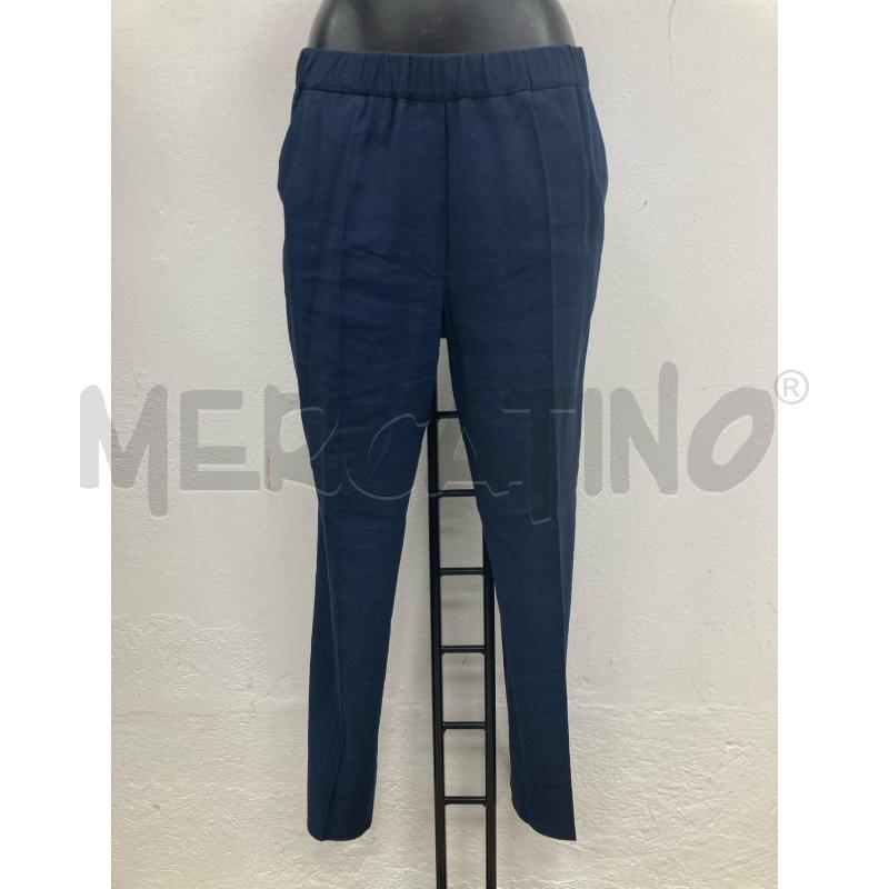 PANTALONE DONNA BLU MISTO LINO ELASTICO VITA | Mercatino dell'Usato Gazzada schianno 1