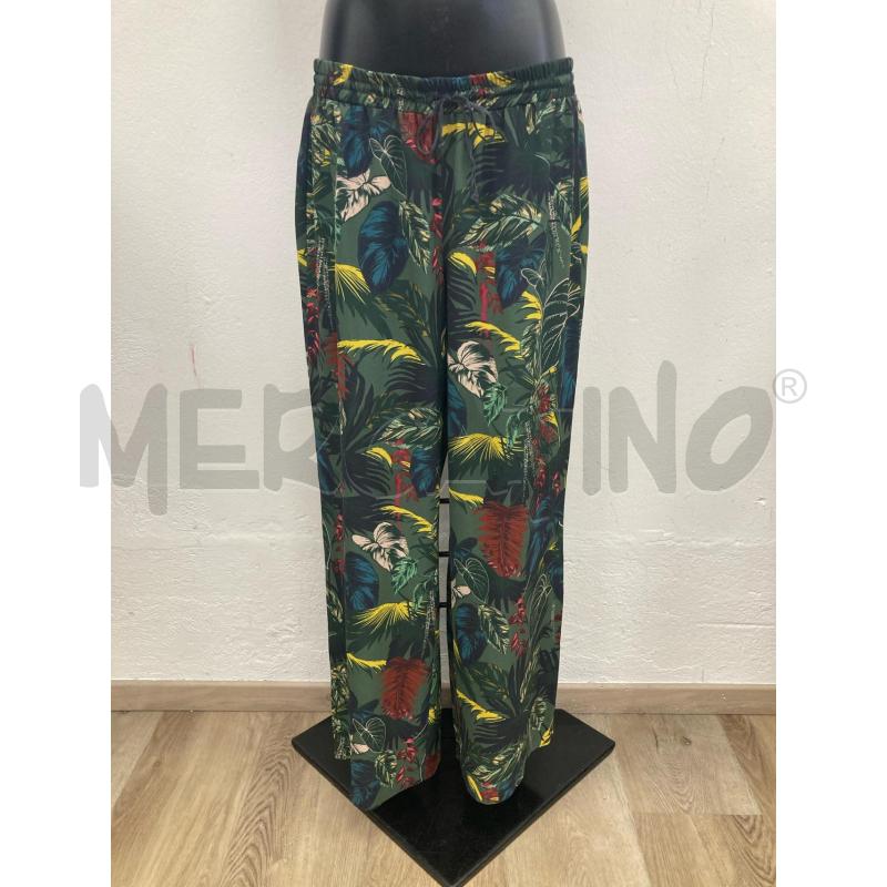 PANTALONE DONNA FIORELLA RUBINO VERDE DISEGNO FOGLIE | Mercatino dell'Usato Gazzada schianno 1