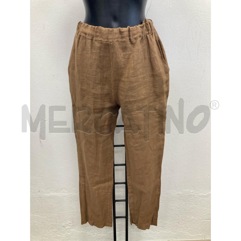 PANTALONE DONNA LINO MARRONE ELASTICO VITA | Mercatino dell'Usato Gazzada schianno 1
