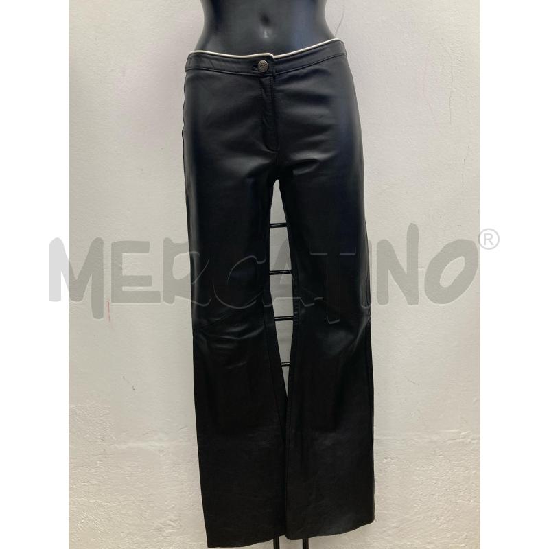 PANTALONE DONNA PELLE NERI BARONE INTRECCIO BIANCO POLPACCIO | Mercatino dell'Usato Gazzada schianno 1