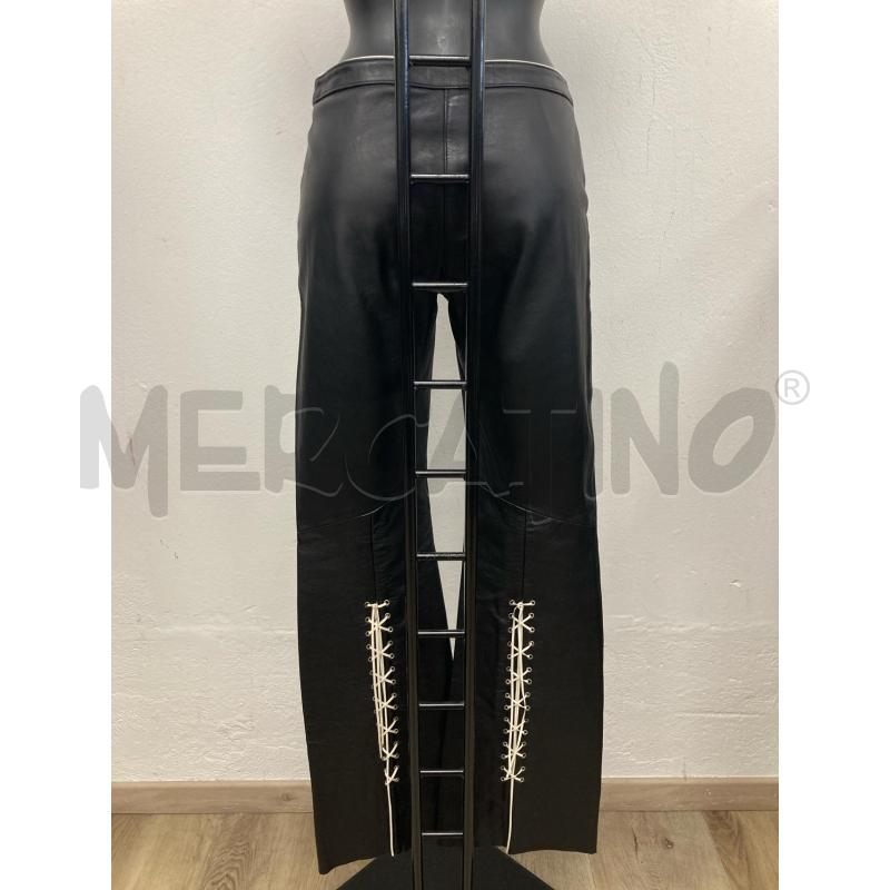 PANTALONE DONNA PELLE NERI BARONE INTRECCIO BIANCO POLPACCIO | Mercatino dell'Usato Gazzada schianno 2