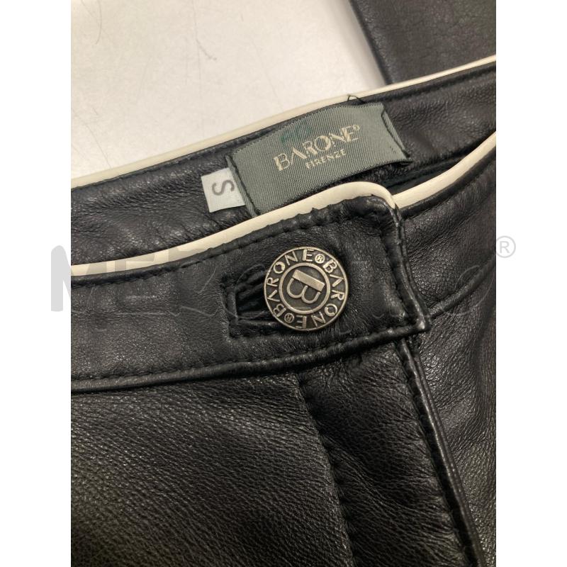 PANTALONE DONNA PELLE NERI BARONE INTRECCIO BIANCO POLPACCIO | Mercatino dell'Usato Gazzada schianno 5