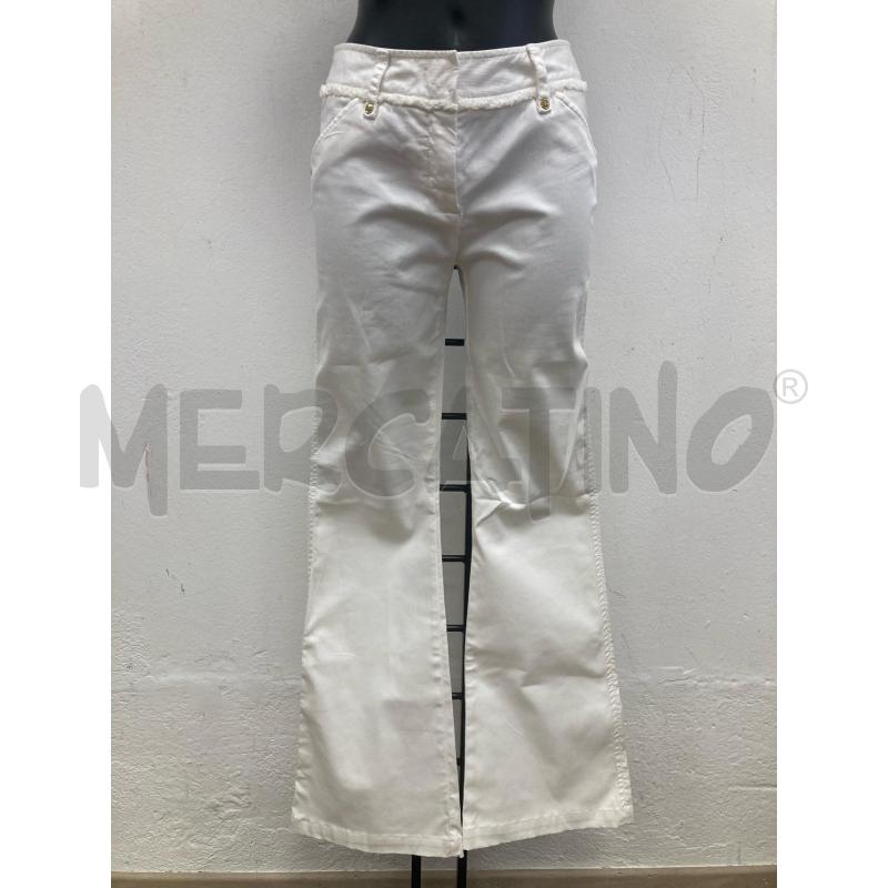 PANTALONE DONNA ROBERTA BIANCO VITA BASSA ZAMPA COSTINE | Mercatino dell'Usato Gazzada schianno 1