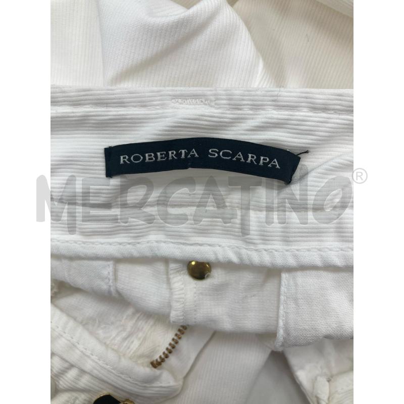 PANTALONE DONNA ROBERTA BIANCO VITA BASSA ZAMPA COSTINE | Mercatino dell'Usato Gazzada schianno 4
