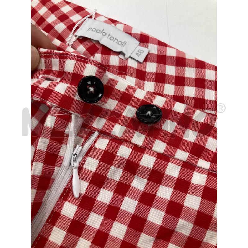 PANTALONE DONNA TONALI QUADRETTO ROSSO BIANCO | Mercatino dell'Usato Gazzada schianno 4