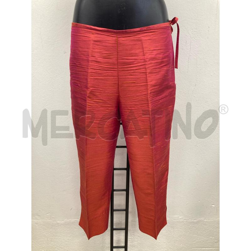 PANTALONE DONNA ZINI DIANA SETA ROSSO CANGIANTE SPACCO CAVIGLIA | Mercatino dell'Usato Gazzada schianno 1