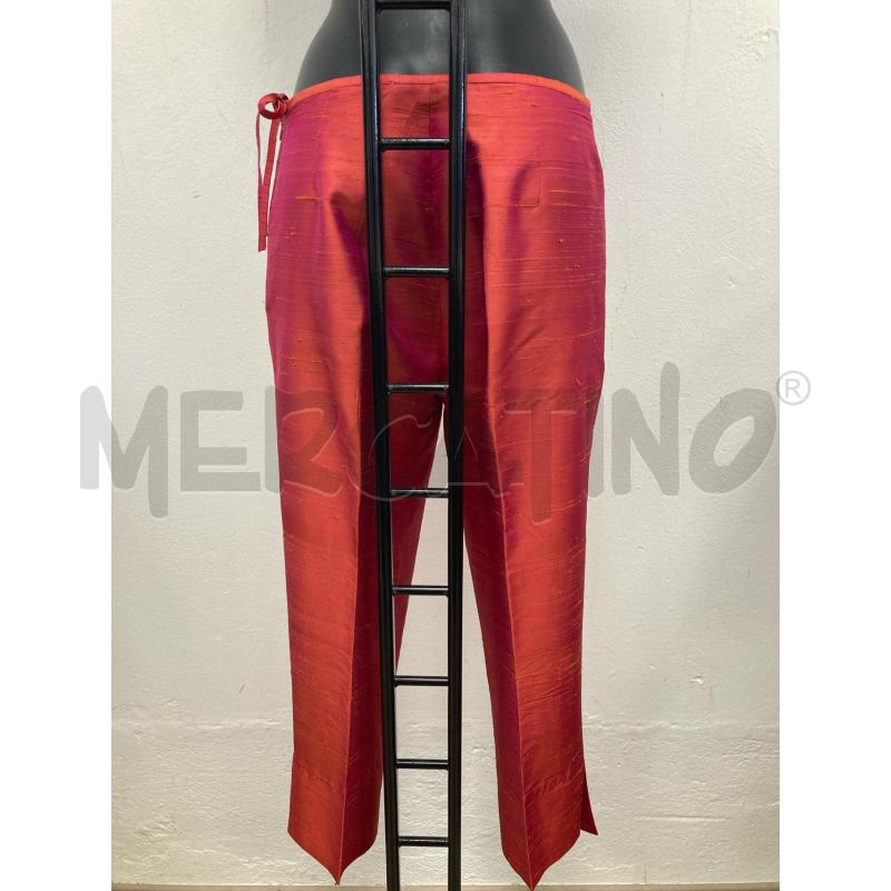 PANTALONE DONNA ZINI DIANA SETA ROSSO CANGIANTE SPACCO CAVIGLIA | Mercatino dell'Usato Gazzada schianno 2