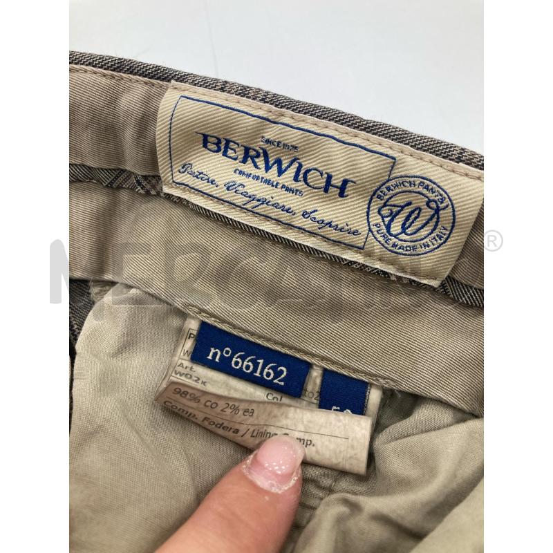 PANTALONE UOMO BERWICH QUADRATI MARRONI | Mercatino dell'Usato Gazzada schianno 3