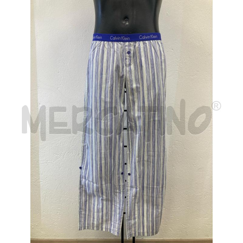 PANTALONE UOMO CALVIN KLEIN BIANCO RIGA BLU AZZURRO | Mercatino dell'Usato Gazzada schianno 1
