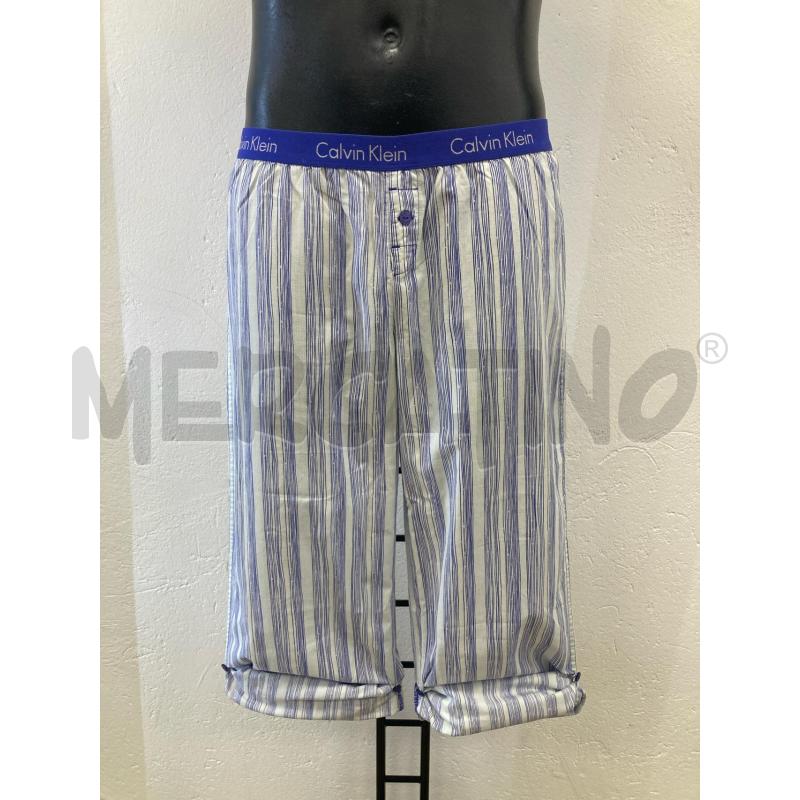 PANTALONE UOMO CALVIN KLEIN BIANCO RIGA BLU AZZURRO | Mercatino dell'Usato Gazzada schianno 3