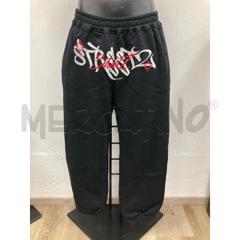 PANTALONE UOMO TUTA STREETZ NERO SCRITTA BIANCA ROSSA | Mercatino dell'Usato Gazzada schianno 1