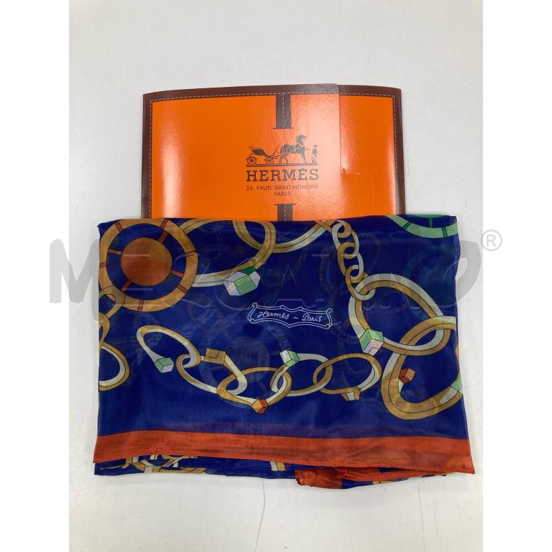 PASHMINA DONNA HERMES BLU BORDO BORDEAUX | Mercatino dell'Usato Gazzada schianno 1