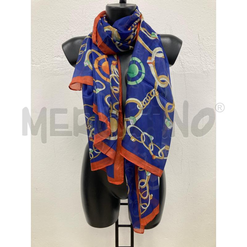 PASHMINA DONNA HERMES BLU BORDO BORDEAUX | Mercatino dell'Usato Gazzada schianno 3
