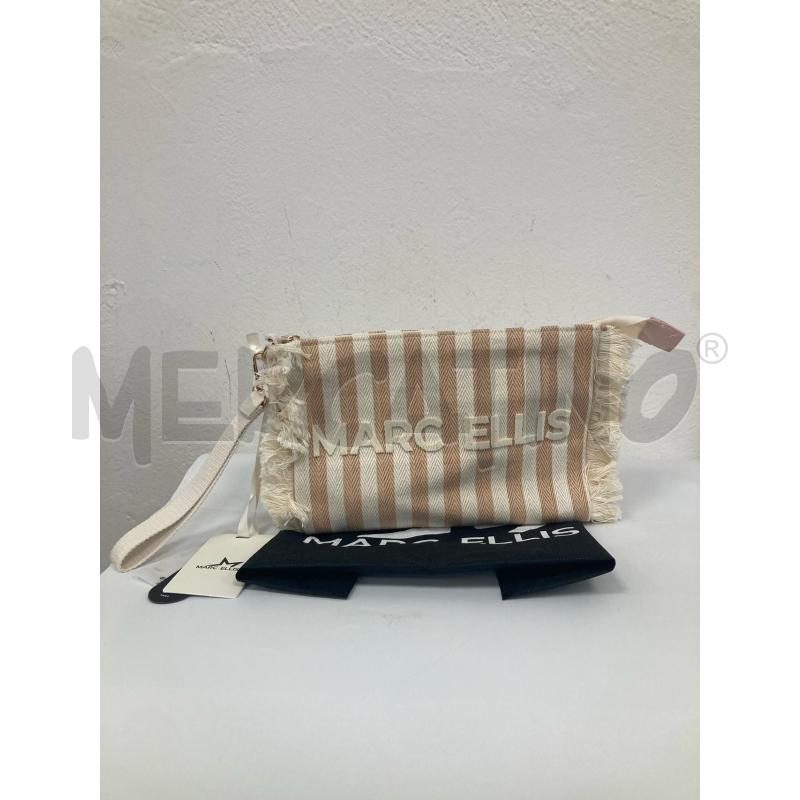 POCHETTE MARC ELLIS CARTELLINO BEIGE RIGHE ROSA FRANGE | Mercatino dell'Usato Gazzada schianno 1
