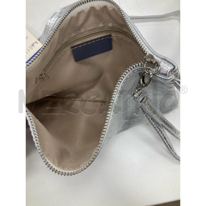 POCHETTE PIATTINA PELLE ARGENTO CON TRACOLLA | Mercatino dell'Usato Gazzada schianno 3