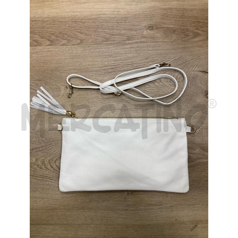 POCHETTE PIATTINA TRACOLLA NAPPINA PELLE BIANCA | Mercatino dell'Usato Gazzada schianno 1