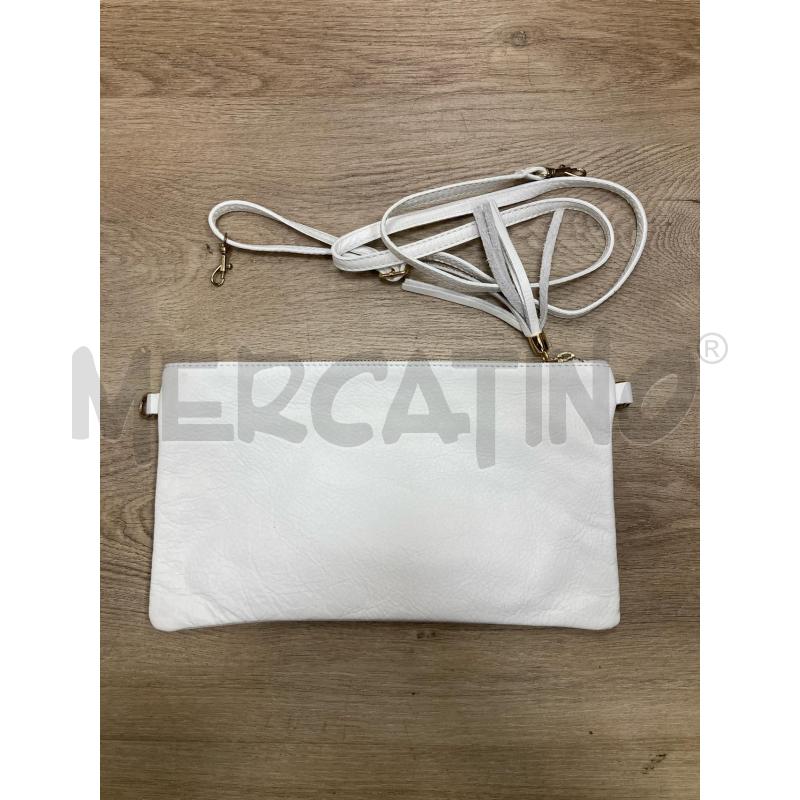 POCHETTE PIATTINA TRACOLLA NAPPINA PELLE BIANCA | Mercatino dell'Usato Gazzada schianno 2