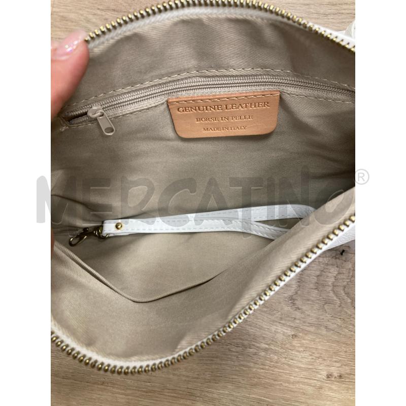 POCHETTE PIATTINA TRACOLLA NAPPINA PELLE BIANCA | Mercatino dell'Usato Gazzada schianno 3