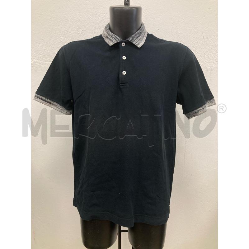 POLO UOMO MISSONI BLU BORDI MELANGE GRIGIO | Mercatino dell'Usato Gazzada schianno 1