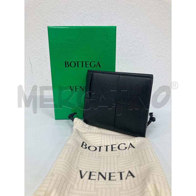 PORTA FOGLIO BOTTEGA VENETA PELLE NERA INCROCIATA | Mercatino dell'Usato Gazzada schianno 1