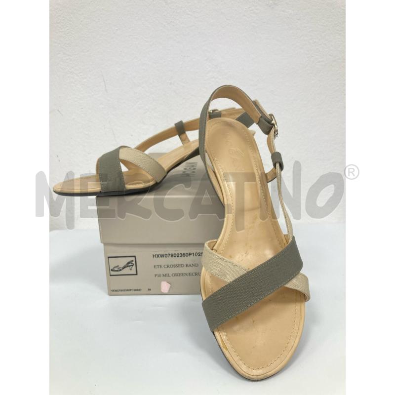SANDALI DONNA HOGAN PELLE BEIGE FANGO TACCO | Mercatino dell'Usato Gazzada schianno 1
