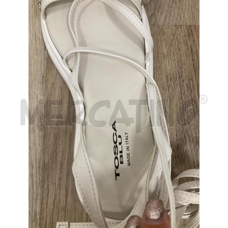 SANDALI DONNA TOSCA BLU PELLE BIANCHI FASCIA BRILLANTINI | Mercatino dell'Usato Gazzada schianno 4