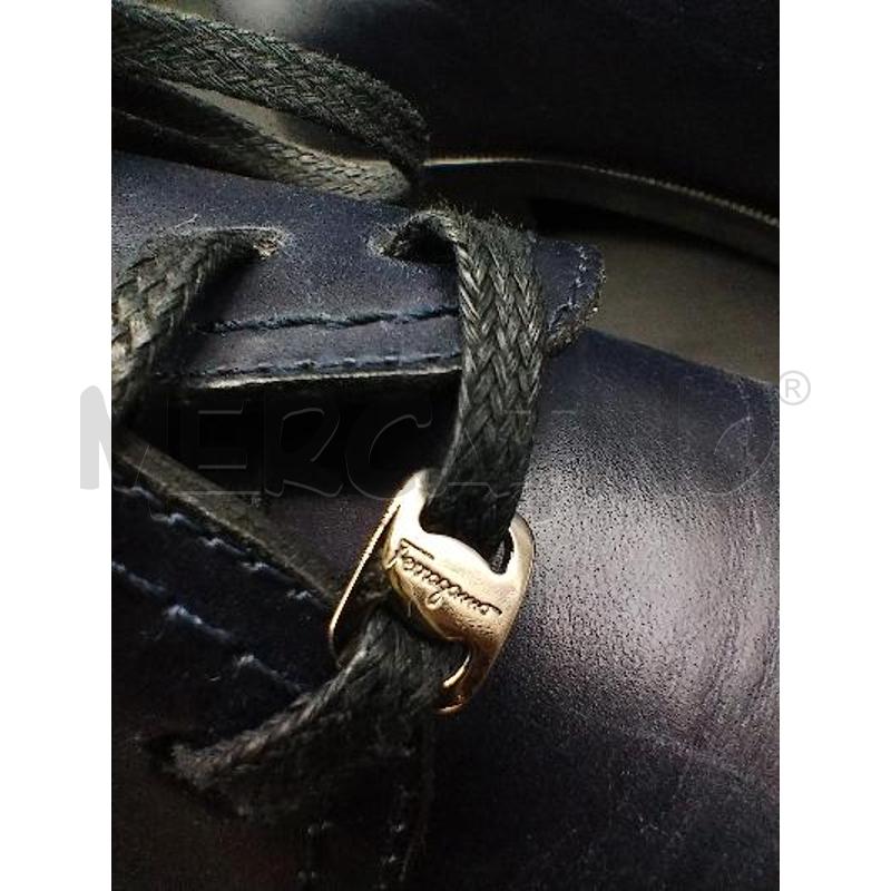 SCARPE DONNA SALVATORE FERRAGAMO DERBY BLU PELLE | Mercatino dell'Usato Gazzada schianno 3