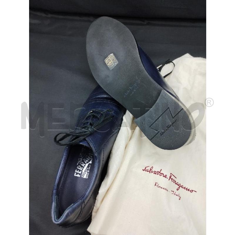 SCARPE DONNA SALVATORE FERRAGAMO DERBY BLU PELLE | Mercatino dell'Usato Gazzada schianno 5