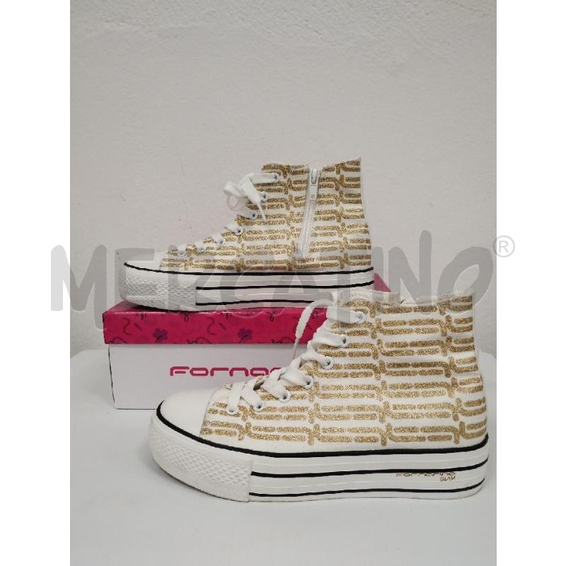 SNEAKERS DONNA FORNARINA BIANCHE DISEGNO ORO | Mercatino dell'Usato Gazzada schianno 1