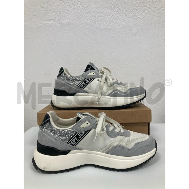 SNEAKERS DONNA PEPE JEANS BIANCHE PAIETTES ARGENTO | Mercatino dell'Usato Gazzada schianno 1