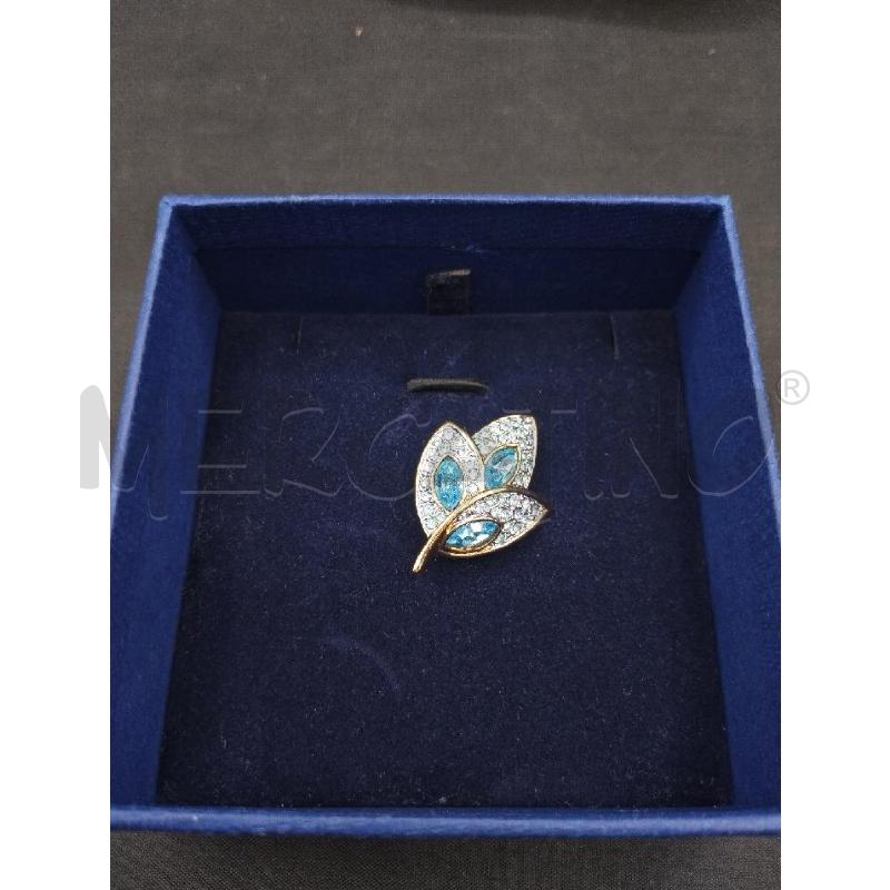 SPILLA SWAROVSKI FOGLIA ORO BLU | Mercatino dell'Usato Gazzada schianno 2