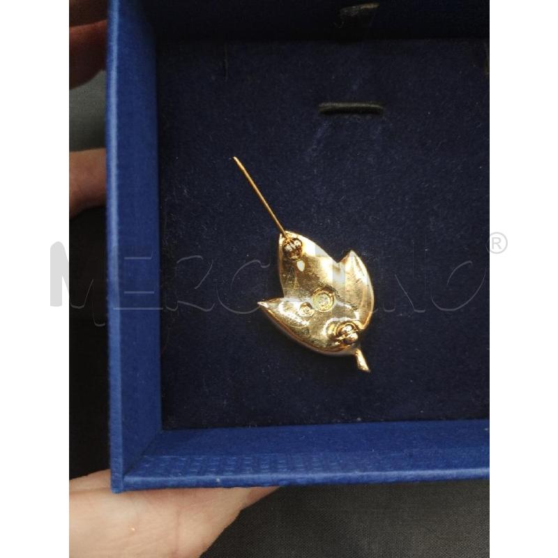 SPILLA SWAROVSKI FOGLIA ORO BLU | Mercatino dell'Usato Gazzada schianno 3
