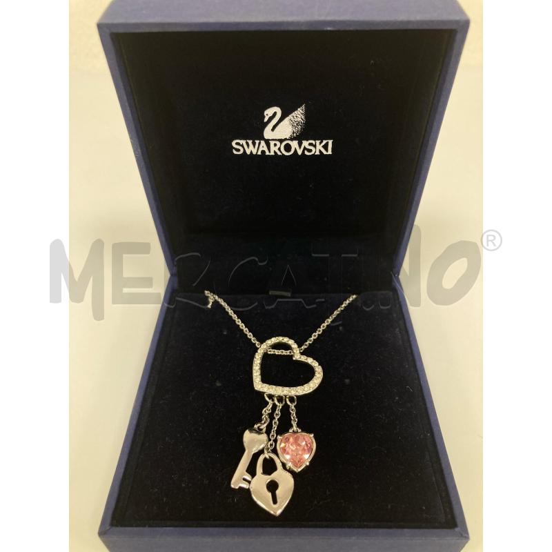 SWAROVSKI COLLANA CUORE BRILLANTINI LUCCHETTO CHIAVE ROSA | Mercatino dell'Usato Gazzada schianno 1