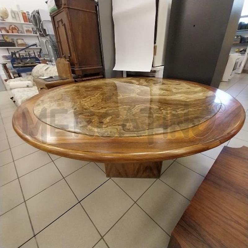TAVOLO ROTONDO BASE LEGNO CON TESORETTO  ONICE  | Mercatino dell'Usato Gazzada schianno 1