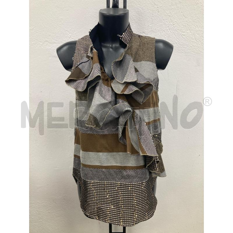 TOP MANILA GRACE MARRONE BEIGE PAILETTE ORO | Mercatino dell'Usato Gazzada schianno 1
