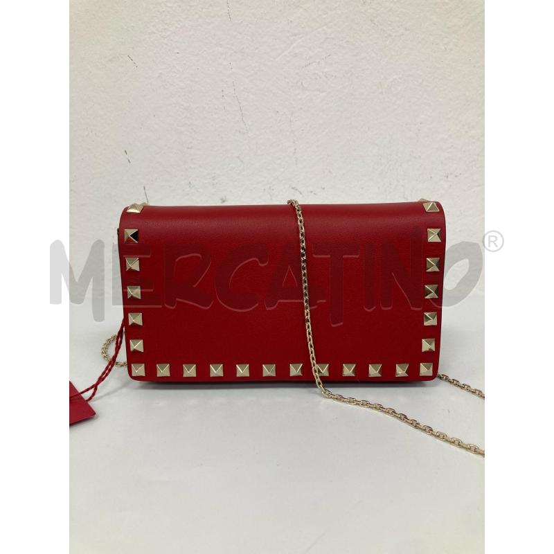 TRACOLLA DONNA VALENTINO PELLE ROSSA BORCHIE CARTELLINO | Mercatino dell'Usato Gazzada schianno 1