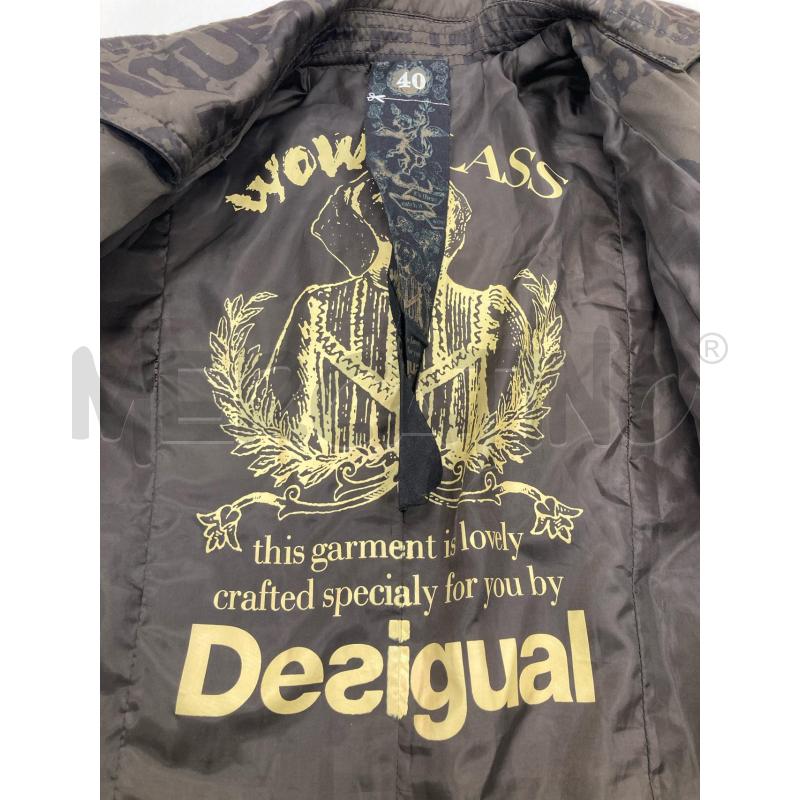 TRENCH DONNA DESIGUAL MARRONE SCRITTE NERE | Mercatino dell'Usato Gazzada schianno 3