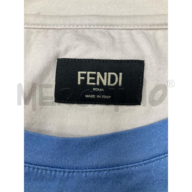 T SHIRT UOMO FENDI AZZURRA BIANCA RIGA ROSSA | Mercatino dell'Usato Gazzada schianno 3