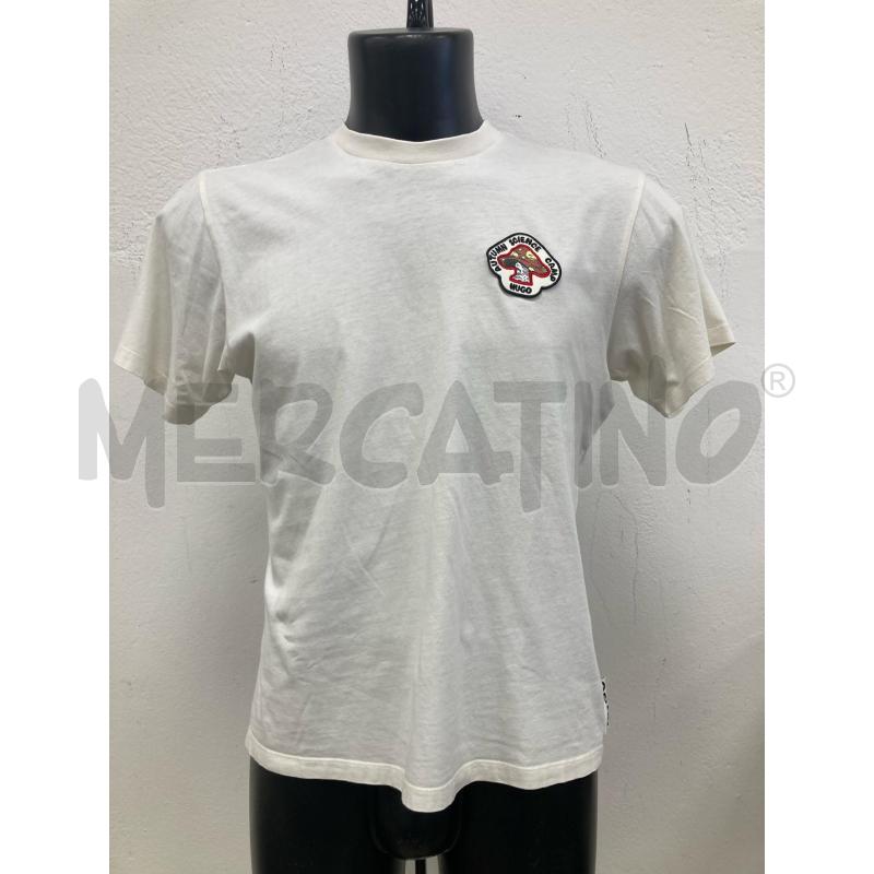 T SHIRT UOMO HUGO BIANCO SPORCO RICAMO FUNGO | Mercatino dell'Usato Gazzada schianno 1