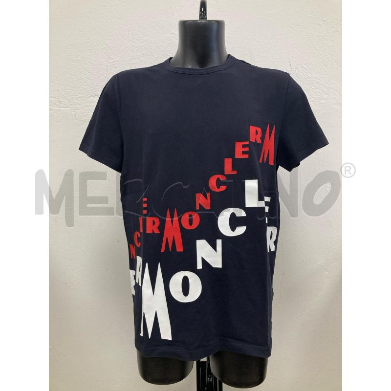 T SHIRT UOMO MONCLER BLU STAMPA ROSSO BIANCO | Mercatino dell'Usato Gazzada schianno 1