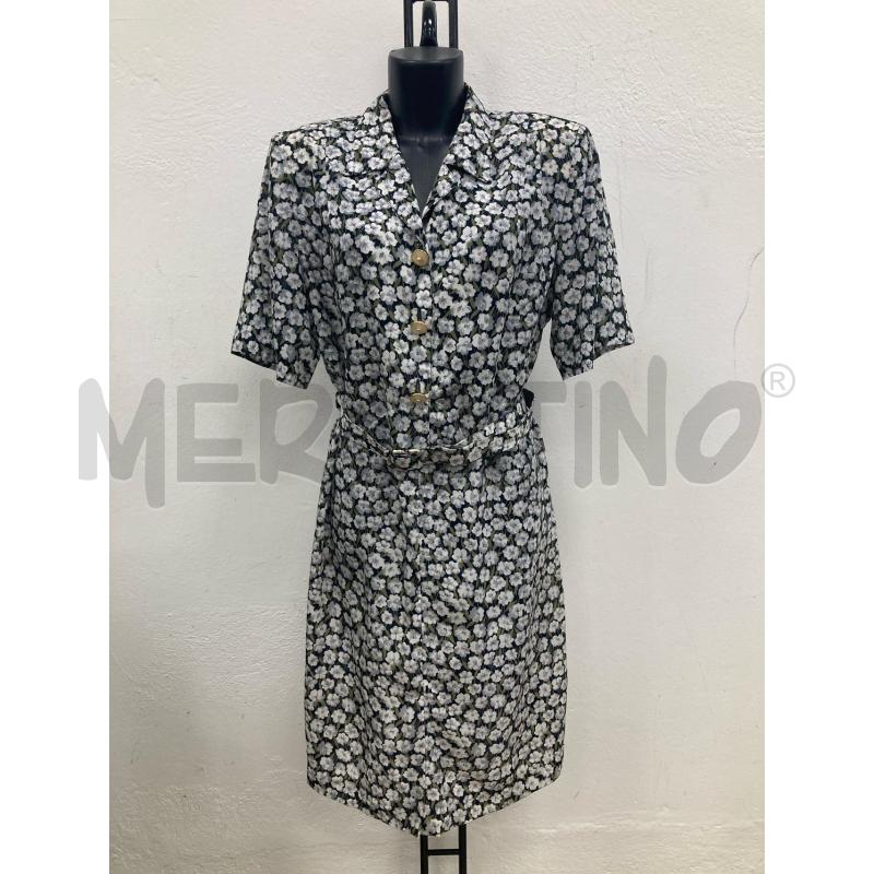 VESTITO DONNA GIORGIO BERALDO NERO FIORI GRIGI | Mercatino dell'Usato Gazzada schianno 1