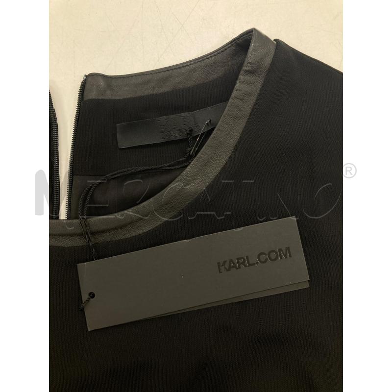 VESTITO DONNA LAGERFELD NERO INSERTI PELLE | Mercatino dell'Usato Gazzada schianno 3
