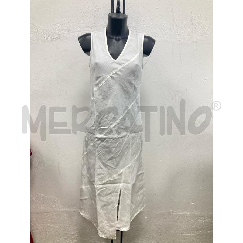 VESTITO DONNA LINO BIANCO LUNGO SBRACCIATO | Mercatino dell'Usato Gazzada schianno 1