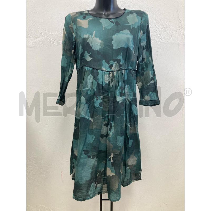 VESTITO DONNA LIVIANA VERDE MILITARE FIORI | Mercatino dell'Usato Gazzada schianno 1