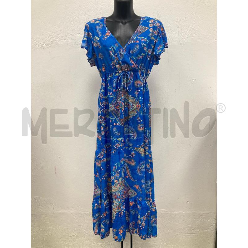 VESTITO DONNA LUNGO SETA BLU PAISLEY ARANCIO ROSSO | Mercatino dell'Usato Gazzada schianno 1