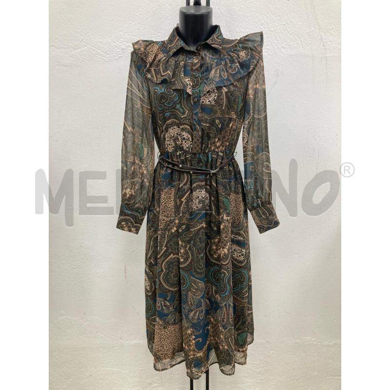 VESTITO DONNA MOTIVI FANTASIA MARRONE BEIGE CARTELLINO | Mercatino dell'Usato Gazzada schianno 1