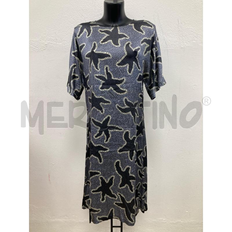 VESTITO DONNA NIU SETA BLU STELLE NERE E BIANCHE | Mercatino dell'Usato Gazzada schianno 1