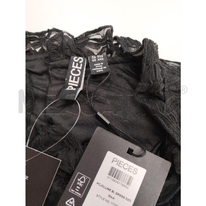 VESTITO DONNA PIECES NERO LAVORATO CARTELLINO | Mercatino dell'Usato Gazzada schianno 3