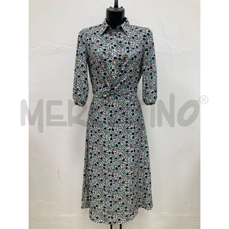 VESTITO DONNA SANDRO FERRONE FANTASIA FIORATA BLU VERDE BEIGE | Mercatino dell'Usato Gazzada schianno 1