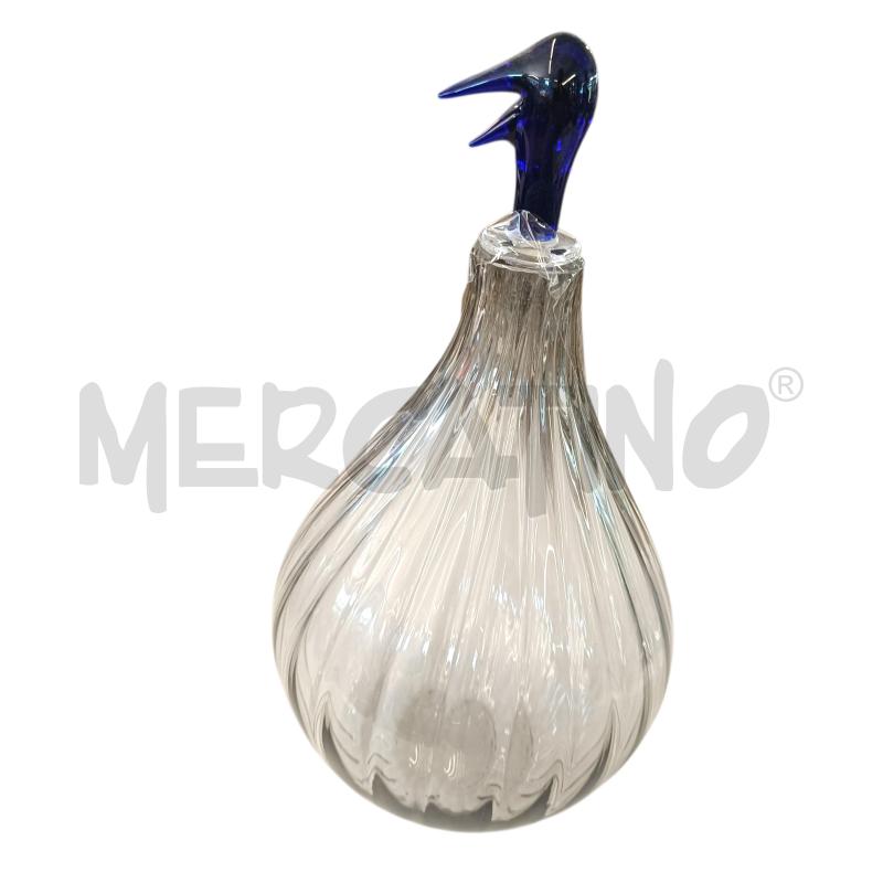 EOS MURANO BOTTIGLIA UCCELLO VETRO COSTOLATO CM 27 | Mercatino dell'Usato Verbania 1